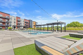 Pool deck with lounge chaises
